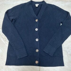 L.L. Bean basket weave cotton cardigan.